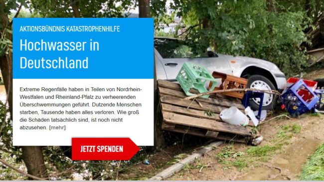 Hilfe für die Opfer der Flutkatastrophe